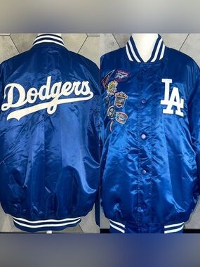 Starter Royal Los Angeles Dodgers Patch Full-Snap Jacket World Series Champions